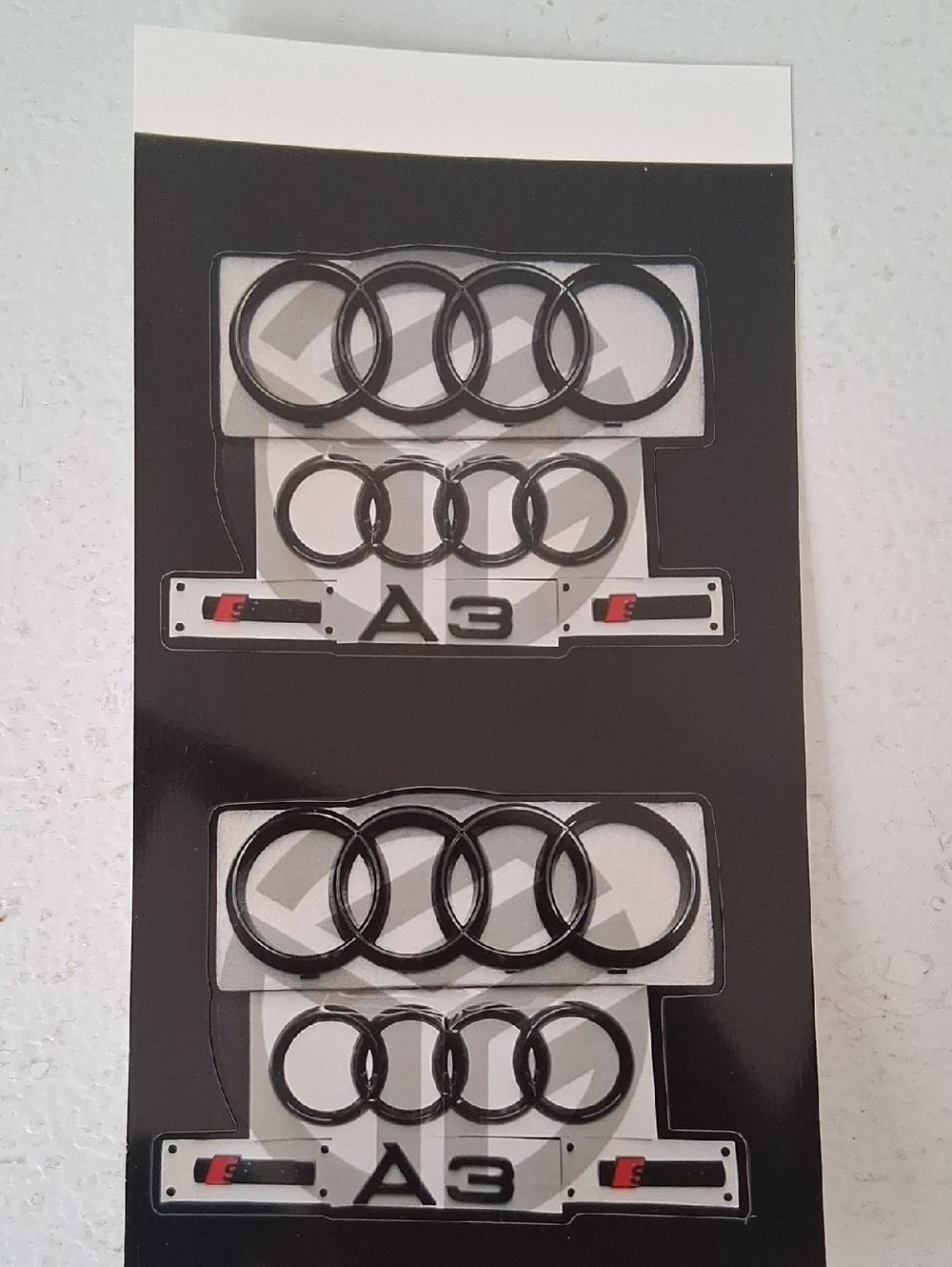 Audi A3 Emblem Sticker Set - Black & Silver 4 Sticker For Car